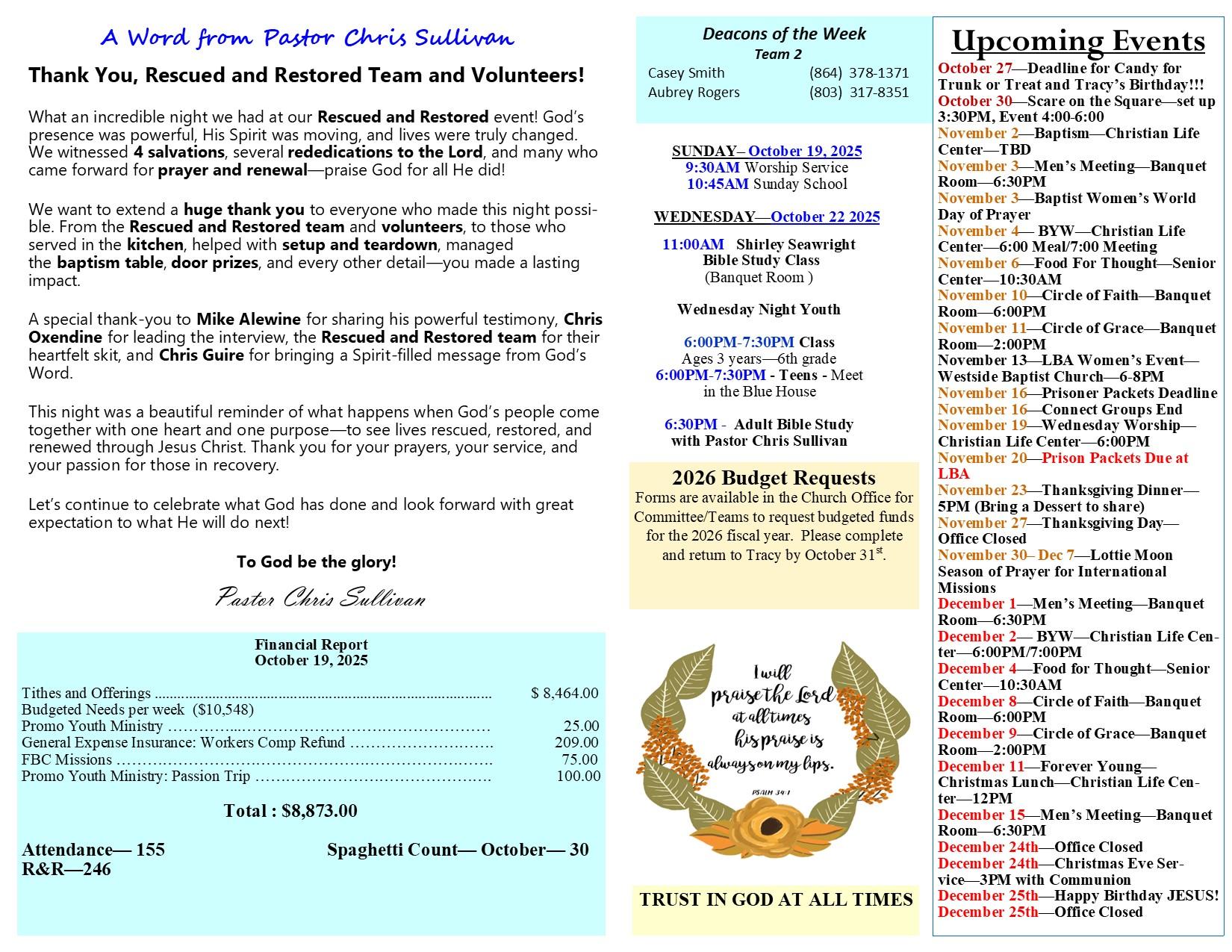 10-26-2025 Newsletter